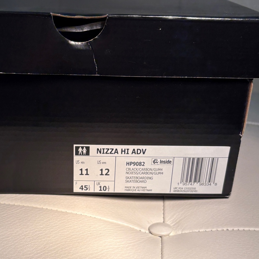 Adidas Nizza High ADV Skateboarding Sneaker Gum Sole Black Men's Shoes Sz 11 NWT - Picture 5 of 12
